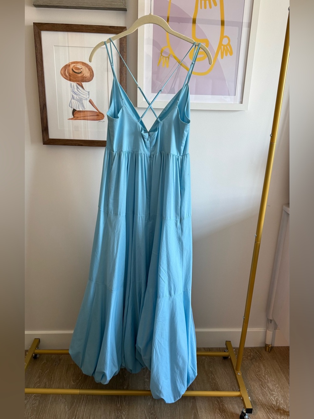 Cinq à Sept • Effie • sky blue strappy maxi slip dress balloon hem • 6 - Picture 3 of 10